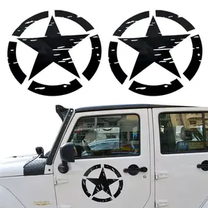 2x Army Star Decal Sticker for Jeep Wrangler RUBICON on Doors Upgrade Kit Stage