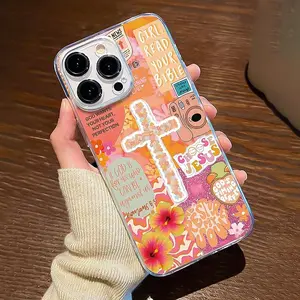 Cross Design Phone Case, Decorative Phone Protector Cover, Protective Phone Accessories Compatible with iPhone 6 7 8 X XR XS 11 12 13 14 15 Pro Max
