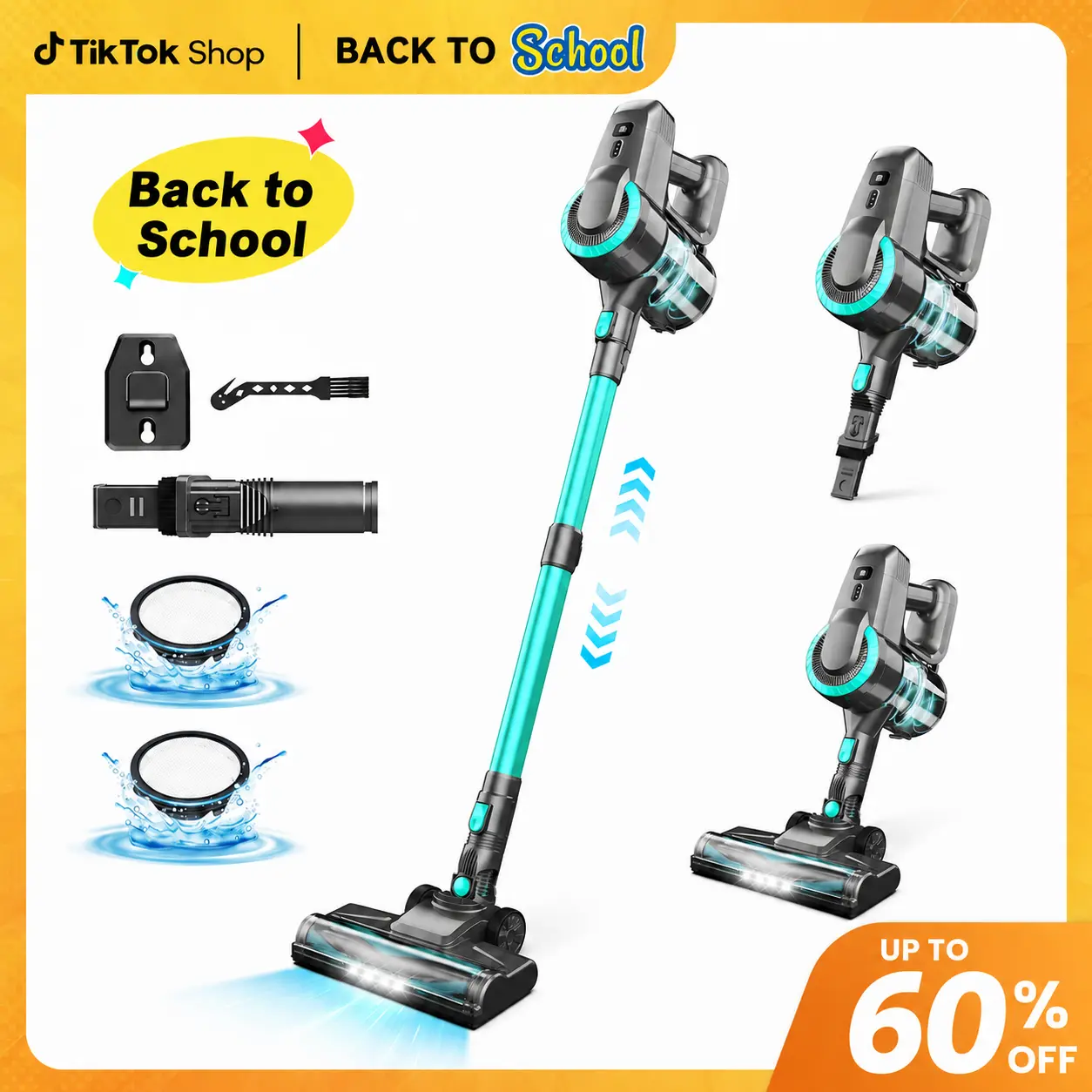 [BackToSchool] Devoac Cordless Vacuum Cleaner,8-in-1 Rechargeable Stick Vacuum,Up to 40mins Runtime,Powerful Suction,Lightweight,Versatile for Hardwood Floors\Car\Carpets\Pet Hair