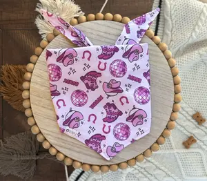 Pink Puppy Club Bandana | Pink Cowgirl Western Tie On Cotton Bandana