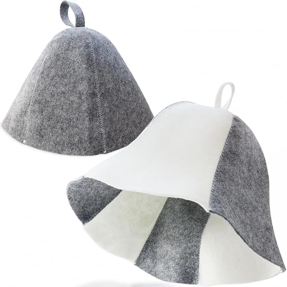 2 Pack Sauna Hat Polished Wool Hat for Sauna Wool Cap for Sauna Banya Bath House Head Protection Sauna Hat for Men Banya Hat Unisex Bathroom Accessories for Women White