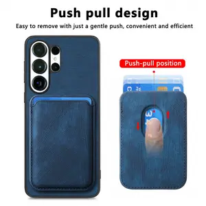 Compatible with Samsung S26 Ultra/S26 Plus/S26/S25 Ultra/S25 Plus/S25 FE/S25 Edge/S25, D12 Vintage Leather Magnetic Card Holder Case Cover. Strong Magnetic Adsorption, Push-Pull Card Slot, Shockproof, Multi-Color. Ideal for Daily Use.