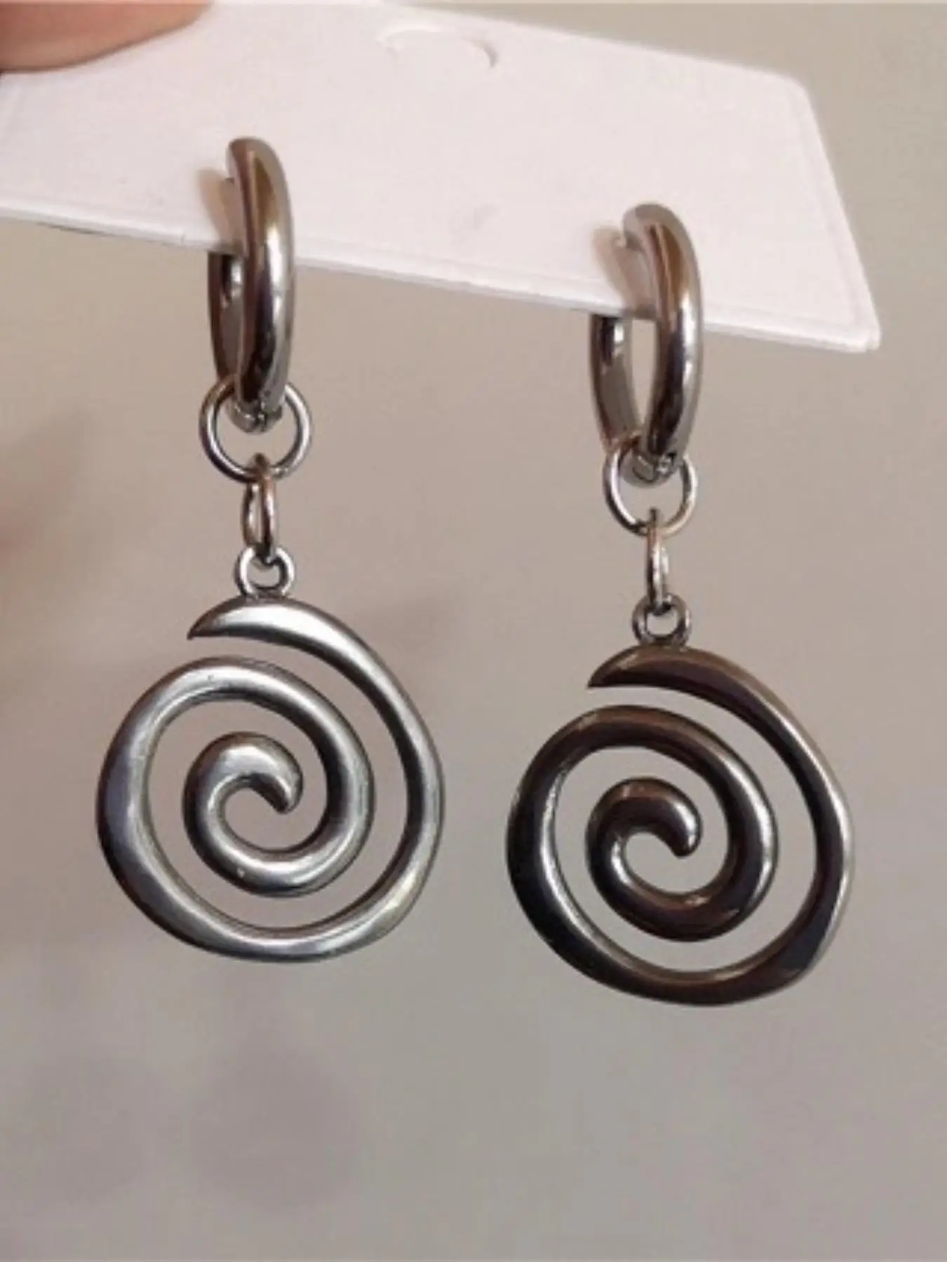 Vintage Geometric Spiral Design Dangle Earrings, Y2K Fashion Stainless Steel Jewelry for Women for Party, Daily Decor, Trendy All-match & Exquisite Je