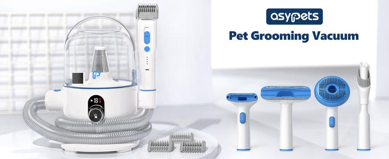 【GARVEE】Pet Grooming Vacuum Kit Dog Clippers for Grooming Cat Hair Brush Shedding Trimmer Supplies Tool, Low Noise Pet Hair Vacuum with Pet Grooming Tools for Shedding Pet Hair