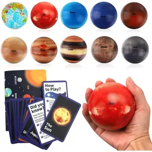 Mini Foam Plants Balls Toy, 10 PCS Solar System Stress Balls for Kids Adults, Squeeze Global for Stress Relief, Science Kit Gift for Early Learning, Classroom Prize for Boys Girls (with Flash Cards)