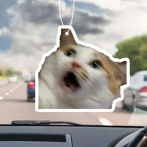 2D Car Air Freshener, Cat Shaped Car Rear View Mirror Aromatherapy Pendant, Car Interior Accessories