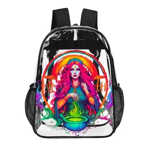 unisex Witchy Rainbow Goddess "Spellcrafting(Lydia)" print Transparent Backpack, school bag