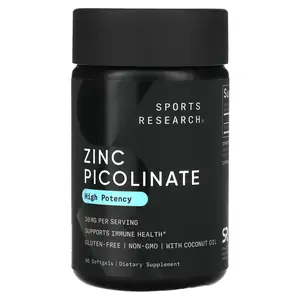 Sports Research Zinc Picolinate, High Potency, 30 mg, 90 Softgels