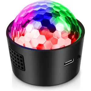 Mini Disco Ball Light, Rechargeable Sound-Activated Strobe DJ Light, Portable Battery Party Projector for Kids, Car & Halloween Party Decor