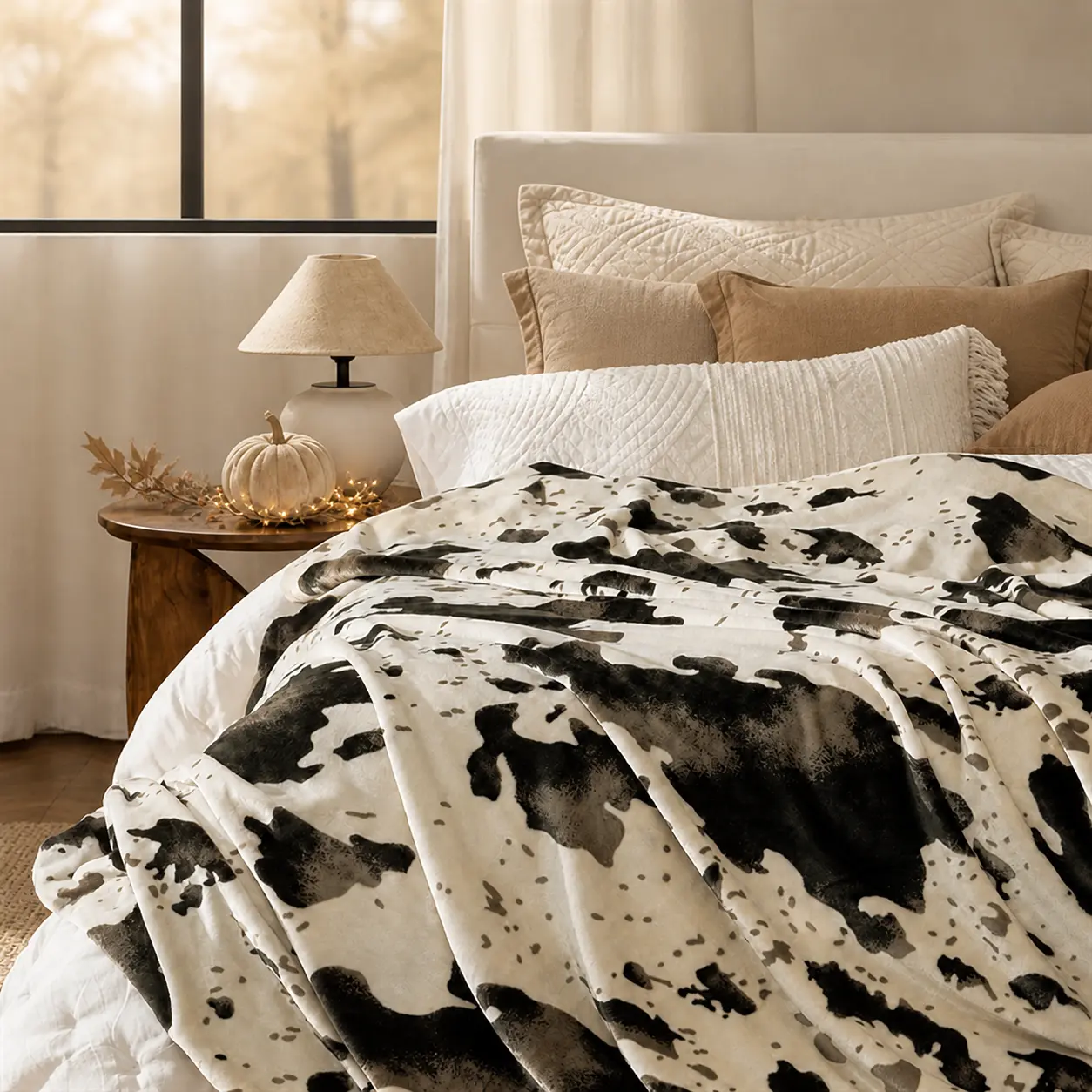 BLUNIQUE Cozy Cow Print Blanket Super Soft Throw Blankets for Couch Bed and Travel Plush Fuzzy Blanket for Women Girl Gifts Non Shedding Fleece Western Decor