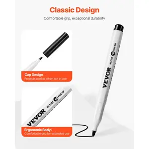 VEVOR Black Dry Erase Markers, 36 Pack Low-Odor Whiteboard Markers, Fine Point Whiteboard Markers, Easily Clean Dry Erase Markers Bulk for School Office Home