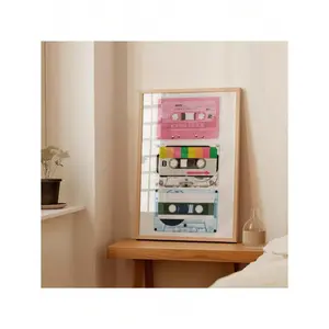 Retro Cassette Tape Music Wall Art, Pastel Colors Mix Tape Print, Old School Prints Music Wall Art, Girly Pop Art Print Canvas Painting Posters And Prints Wall Art Pictures For Living Room Decoration Frameless Poster
