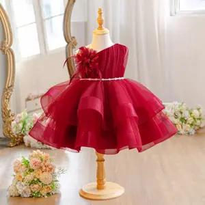 Flower Girl Dress Toddler Sleeveless Wedding Tutu Princess Birthday Outfit Kids Pageant Gown