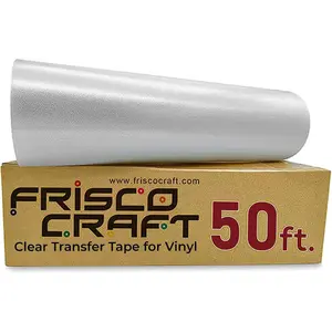 Frisco Craft C-370 Clear Transfer Tape for Vinyl 12" X 50 Feet Clear Lay Flat | Application Tape Perfect for Self Adhesive for Signs Stickers Decals - Compatible with Cricut Vinyl Cutters Frisco Craft