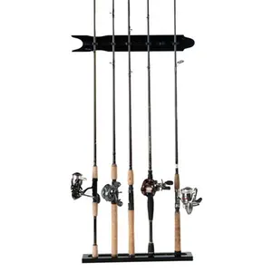 212 MAIN Modular Wall-Mounted Fishing Rod Rack - 20.9 in Black, Replaceable Clips for Fishing Reel, Spinning and Casting Rod Storage Organization