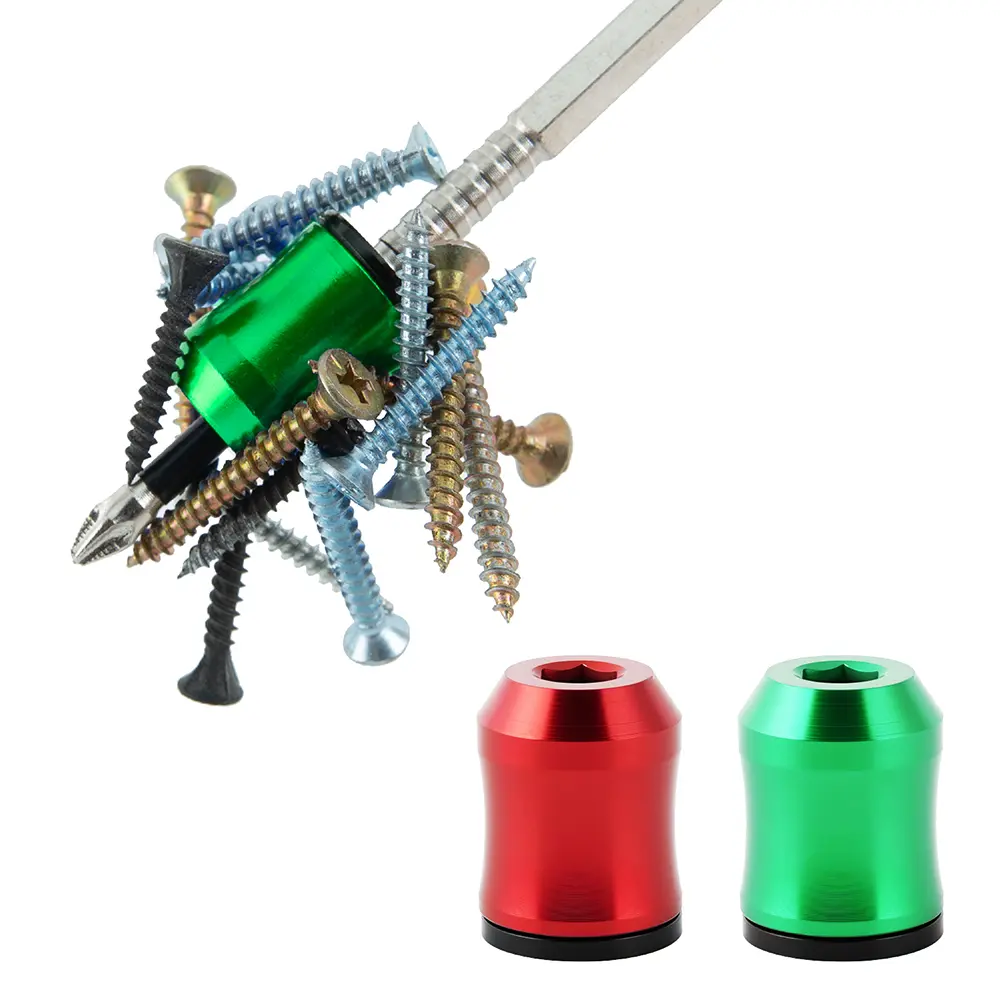 2PCS Strong Magnetic Screw Rings, Universal 1/4(6.35mm) Fit for Hex Screwdrivers, Drill Bit Ready Power Drill Bits
