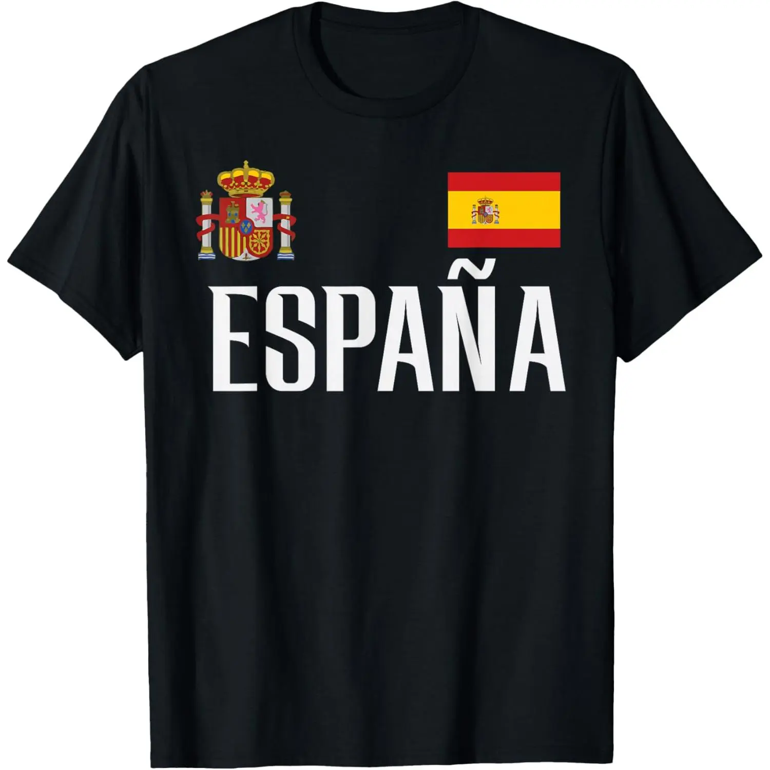 Vintage Style Spain Flag Graphic T-Shirt for Men and Women, Casual Cotton Short Sleeve Round Neck Espana Soccer Fan Top, Shortsleeve, Tshirt