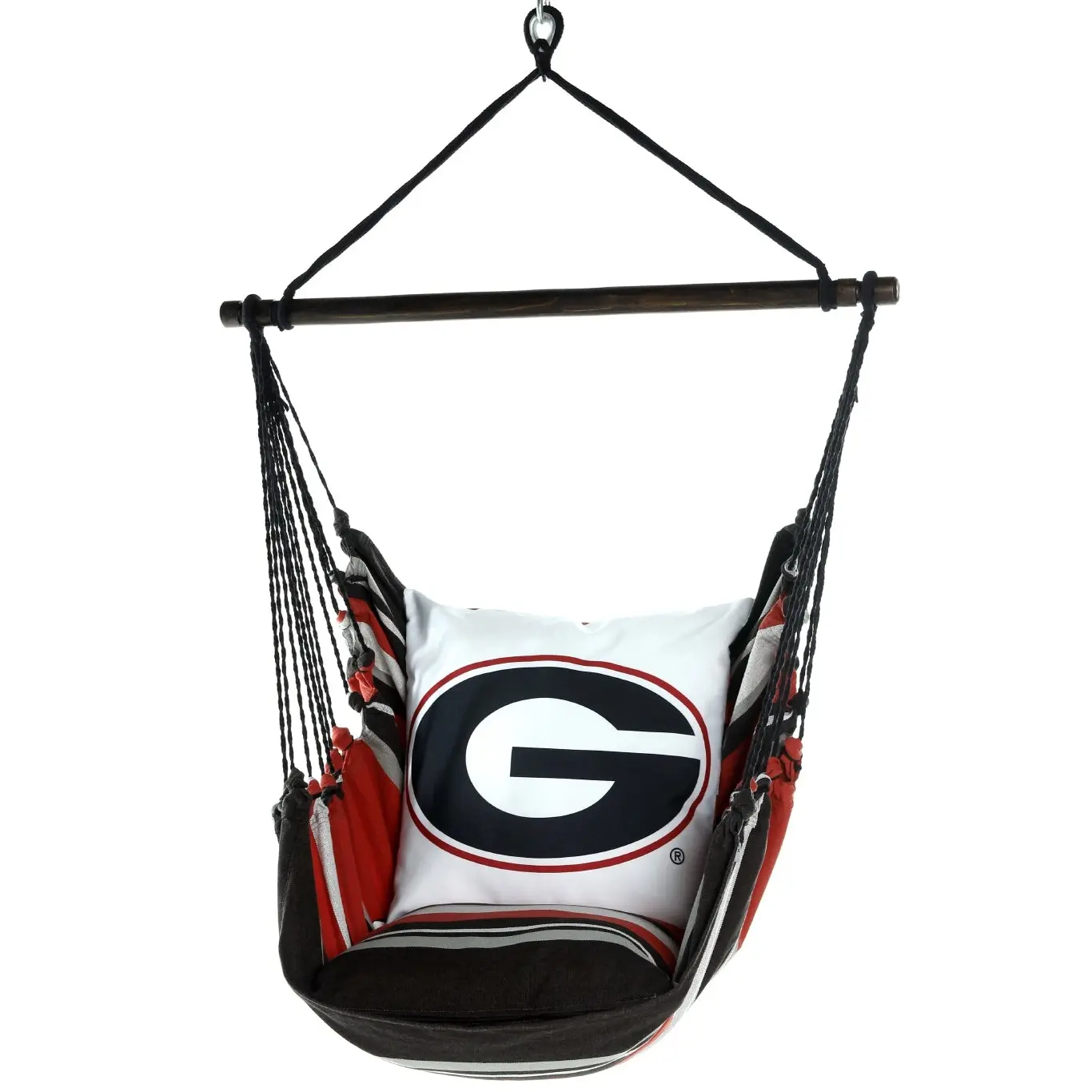 Georgia Bulldogs Hammock Chair Swing, UGA Super G Chair Swing, 250 lbs weight capacity, University of Georgia Home Decor Merch,