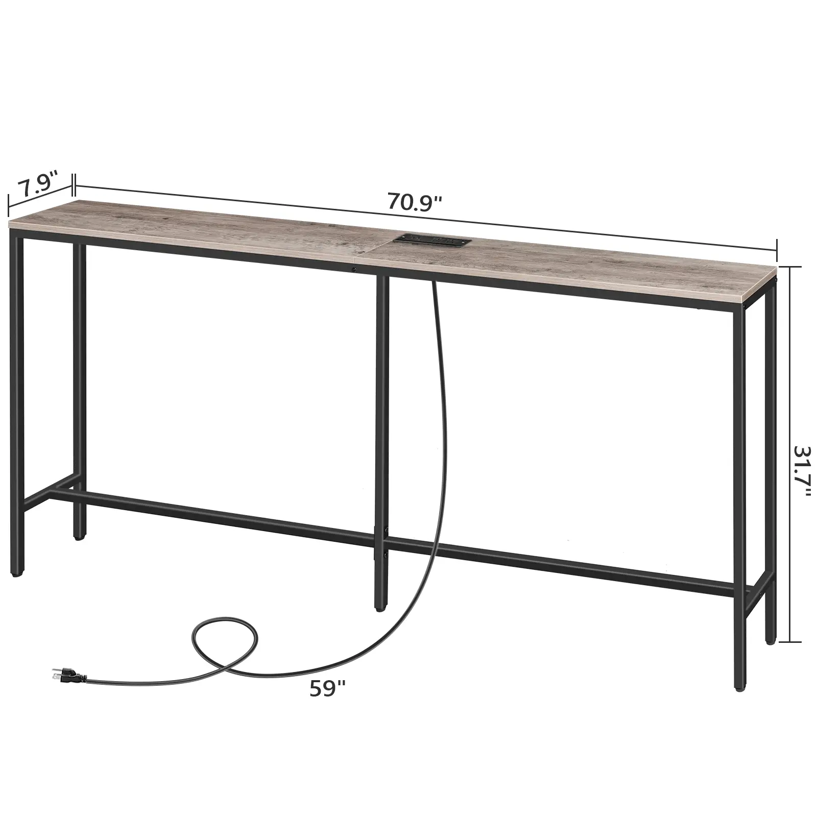 Greige 70.9"L x 7.9"W x 31.7"H