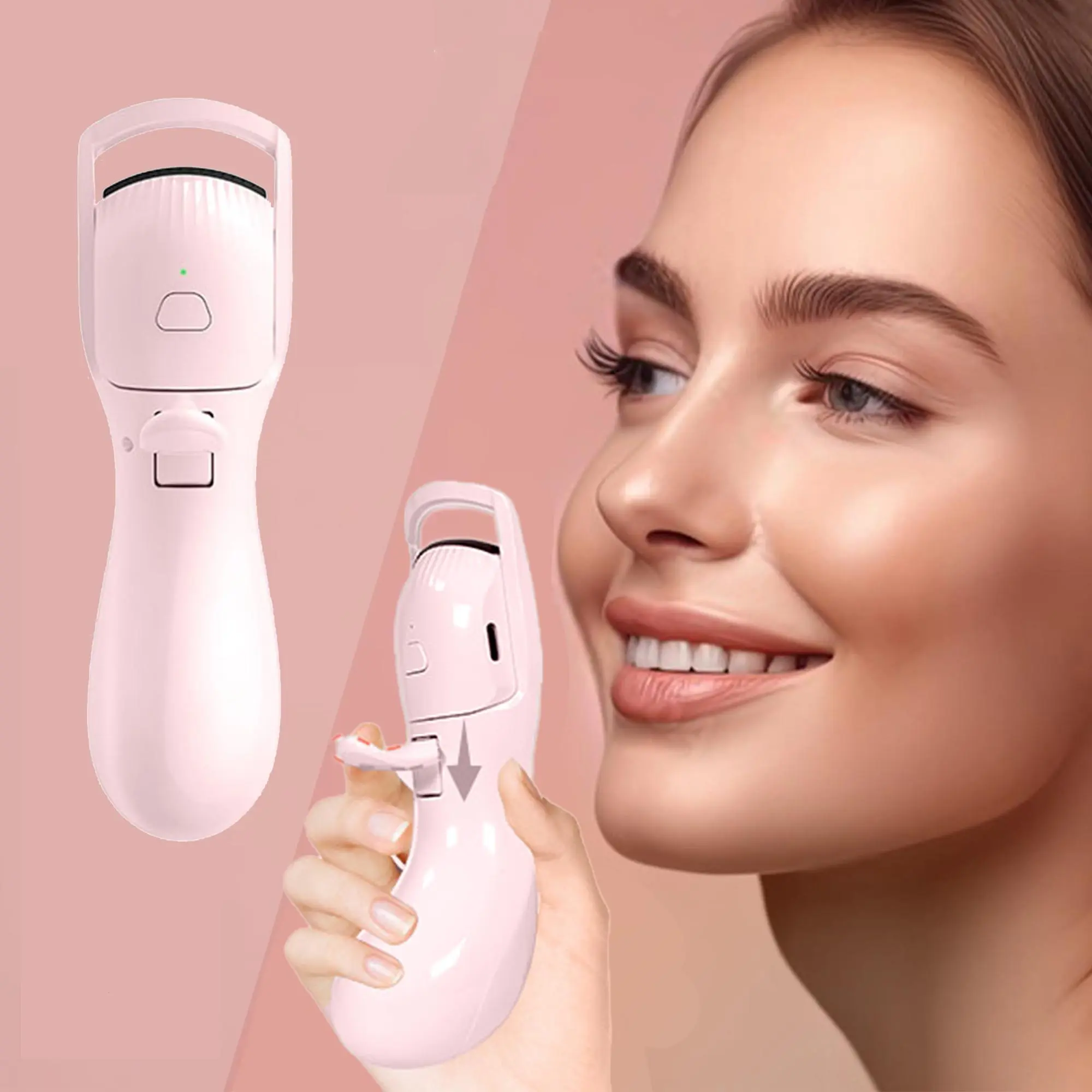 Electric Heated Eyelash Curler, Portable Rechargeable Eyelash Curler, Long Lasting Curl and Shape, Perfect Eyelash Curler for Beautiful Eyelashes, Silicone Lash Curler
