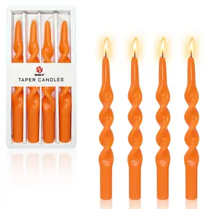 1# Spiral Cone Candle stick Odorless Spiral candle is suitable for family dinner wedding party decoration orange 4 pieces