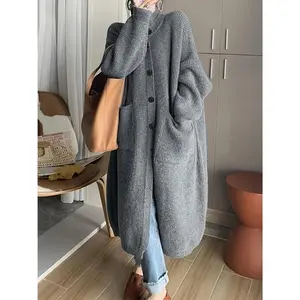 Comfortable cardigan: comfortable loose women’s Middle Eastern–style cardigan | long-sleeved sweater with pockets, machine washable solid-color autumn/winter coat, sweater cardigan, autumn layering, textured design