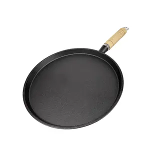 Thick Cast Iron Flatbread Pan, 1 Count Non-stick Cooking Surface Frying Pan, Easy To Clean, Essential Tool for Home Cooking