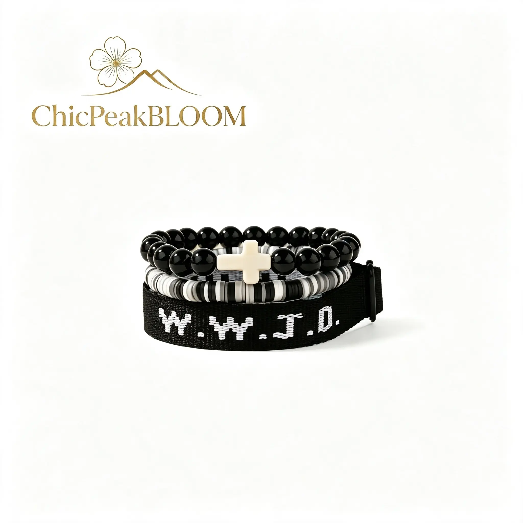 3Pcs Christian Cross WWJD Bracelet Set,Exquisite Religious Jewelry Gift For Birthday, Cross Bracelets