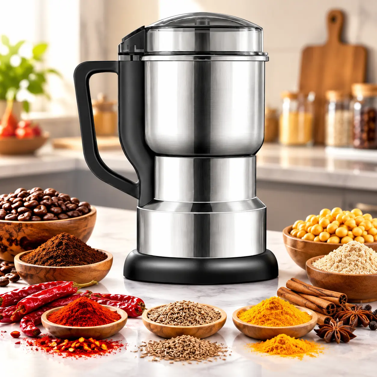 Portable Stainless Steel Coffee Grinder,300W high-power coffee grinding tool,Multifunctional Coffee Maker food-grade fast-grinding electric coffee and grain grinder Espresso Machine
