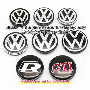 4pcs Car Wheel HUB Center Caps, Volkswagen Logo Emblem, Fits Vw R Gti Golf 5-7 Gen, Passat B6, Tiguan, Polo, Sizes 55mm & 65mm