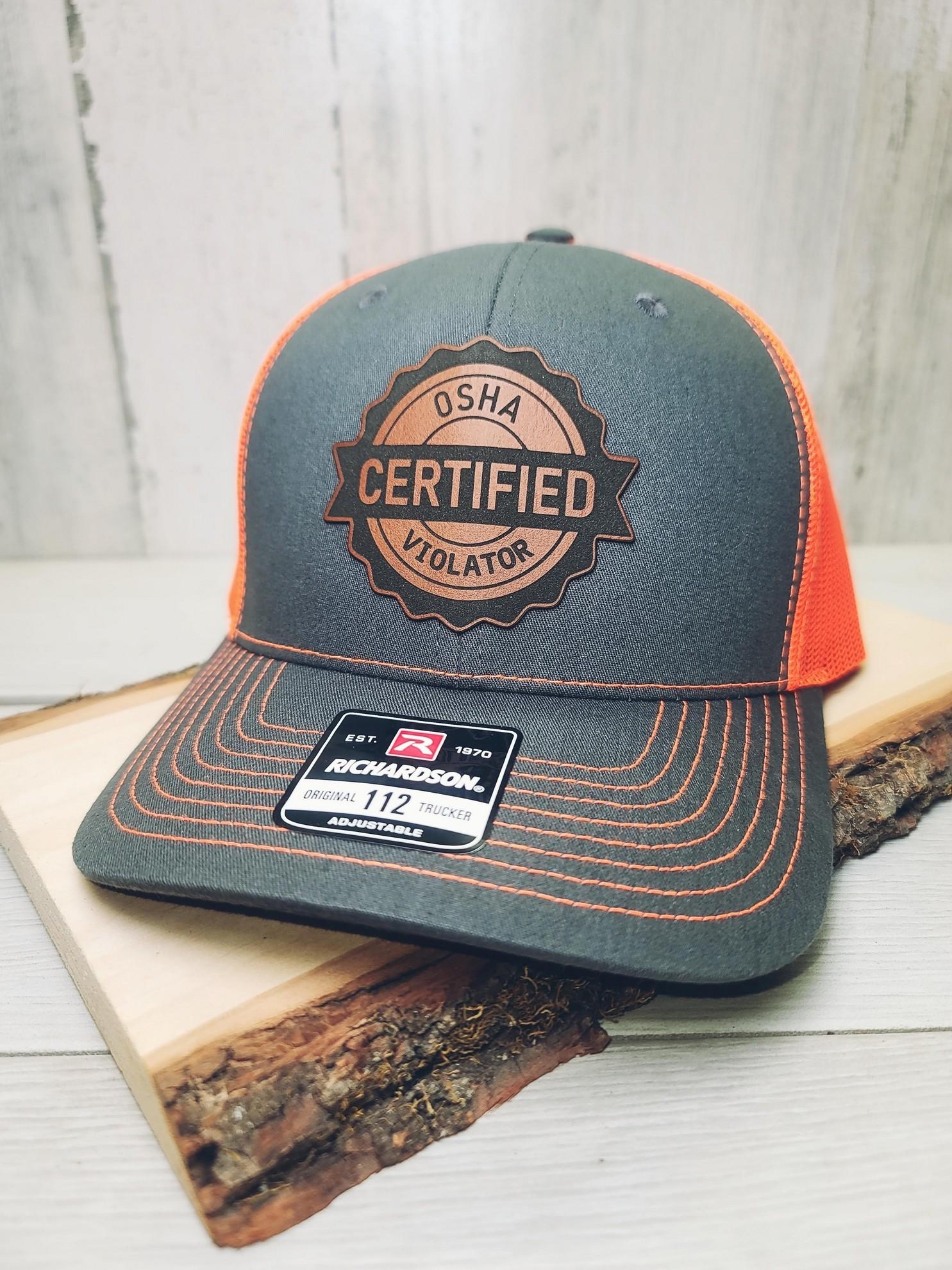 [HOT SALE] OSHA Certified Violator OSHA Violation Leather Patch Hat mens hats dad hats Hat - I Hate Pulling Out Leather Patch Trucker Hat - Richardson 112 Mesh Back Cap - Fishing & Boating Gifts for Men