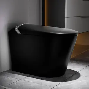 Starry Night Light Smart Toilet with Bidet Built In Modern Design for Bathroom Auto Open Close Seat Foot Sensor LED Display Night Light Warm Water Dryer Matte Black