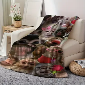 MONKEY WORLD Flannel Blanket - Soft Warm Summer Throw for Bed, Sofa, Chair - Vibrant Cartoon Design with Lifelike Monkeys & Colorful Accessories - Perfect for Picnics, Christmas, Halloween Gifts, Easter,
