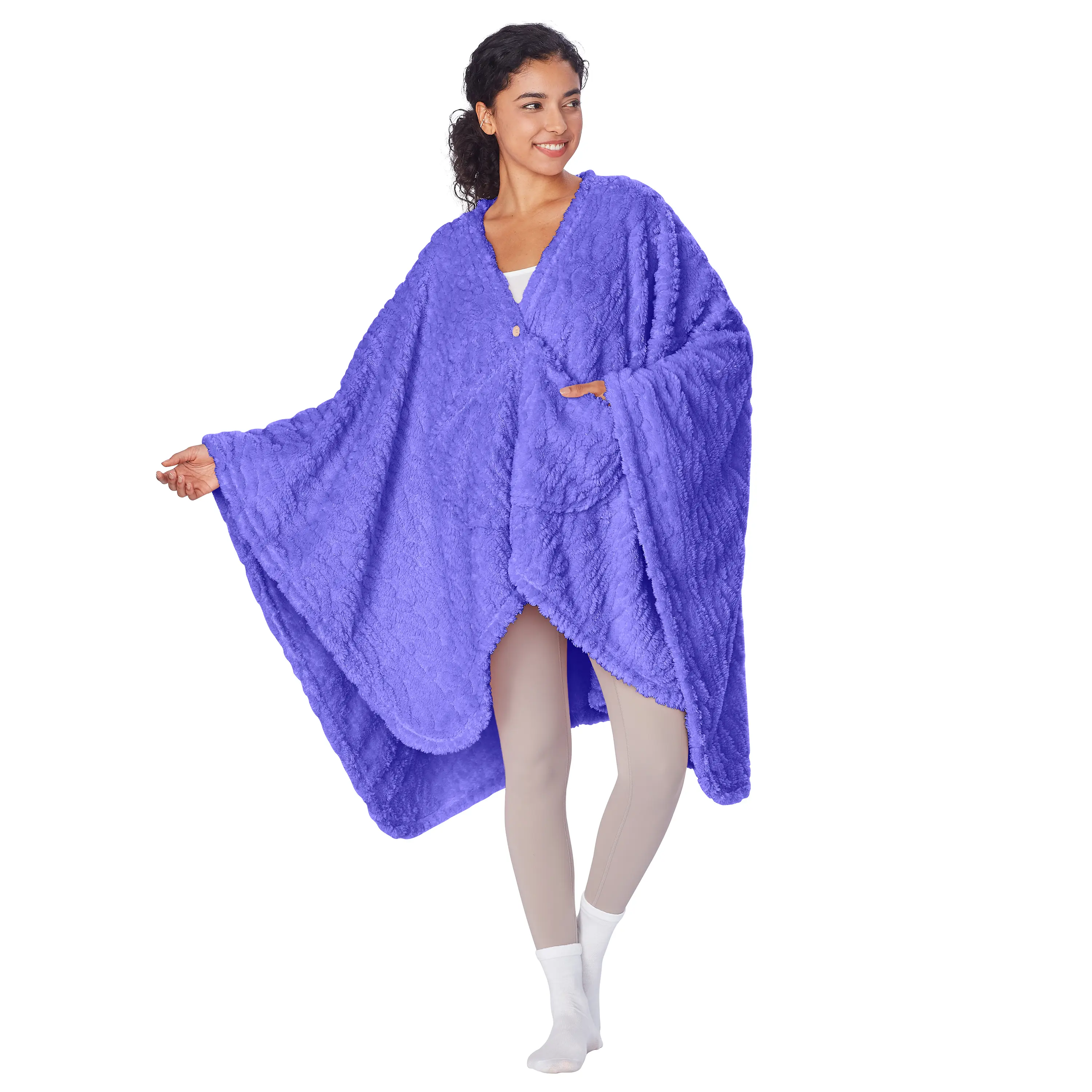 Catalopnia Womens Fleece Poncho Blanket with Pocket, Lightweight Office Blanket Wrap, Warm Wearable Blanket Adult, Women Gifts Ideas