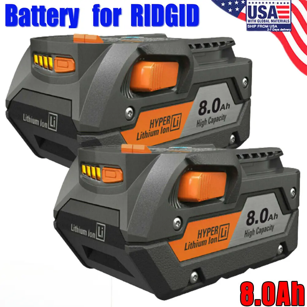 2025new 2pack 8.0AH Genuine Battery for Ridgid R840085 Lithium Battery Rigid 18V R840087