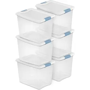 Stackable Clear Plastic Storage Box with Hinged Lid, Portable Organizer Case for Art Craft Supplies, Small Tools, Jewelry and Office Accessories