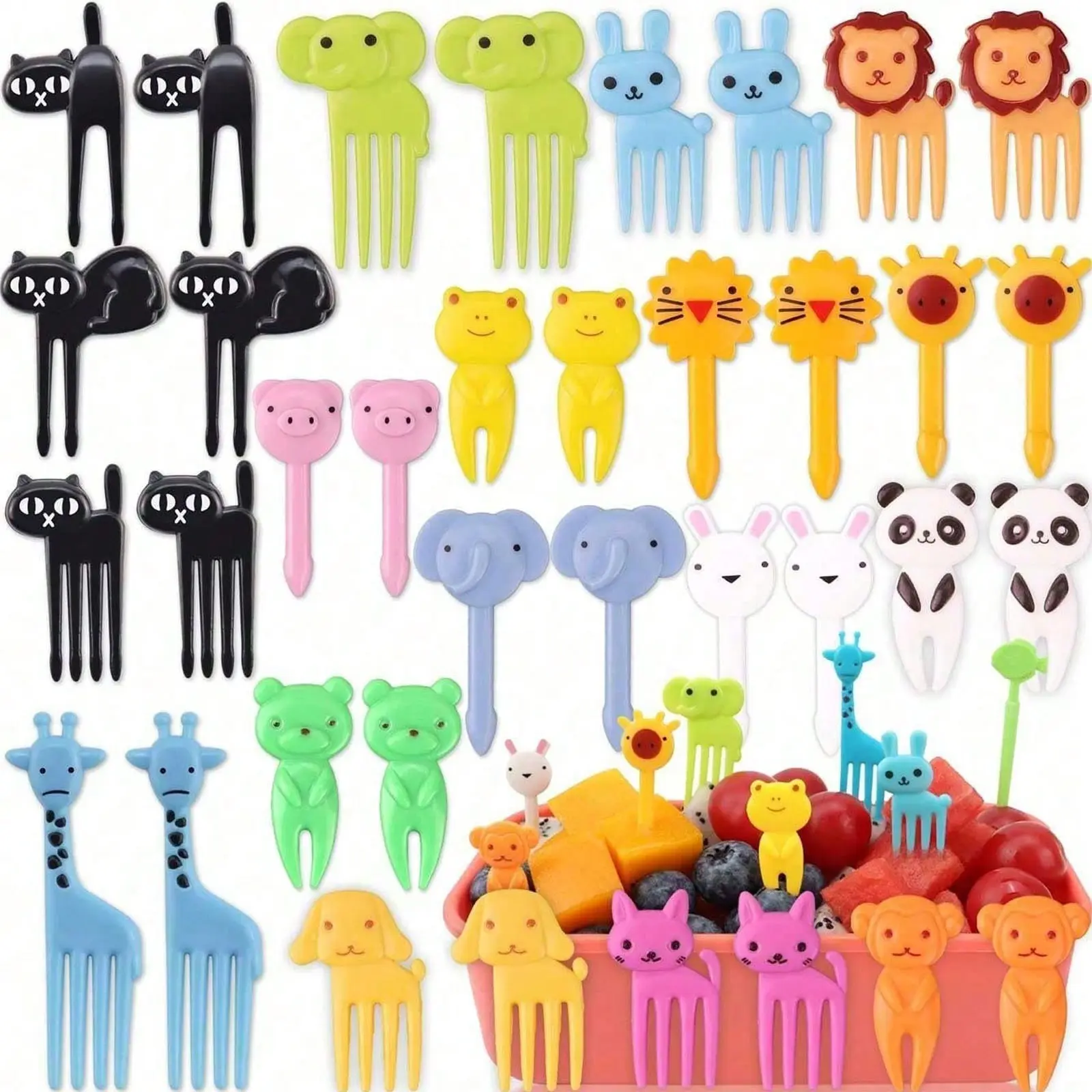 Animal-Shaped Food Picks Reusable Fruit Toothpicks Cute Lunch Accessories Suitable for Picky Eaters Animal Theme Party Birthday Gifts