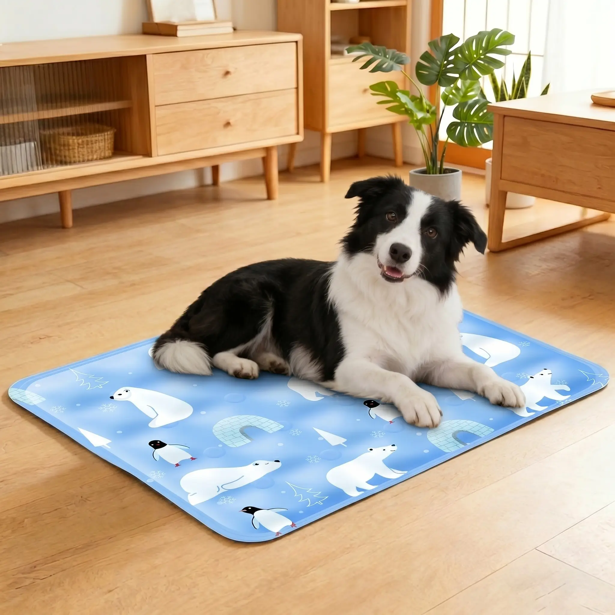 Large Thick Nylon Art Deco Cartoon Cooling Pet Mat for Dogs, Summer Ice Cooling Pad, Waterproof, Leak-Proof, Chew-Resistant, Hand Wash Only Heat Relief Sleeping Mat for Indoor Home Use