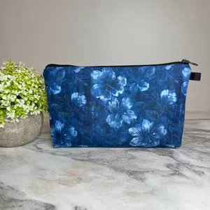 Pouch - Floral, Denim Blue