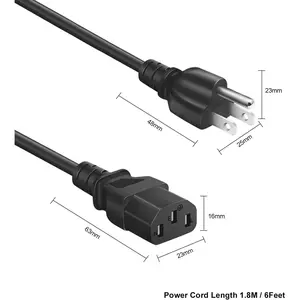 6 FT AC Power Cord for Goplus 2 in 1 Folding Treadmill Sole E060001 F63 (21034) F65 F80 F83 F85 (21016) CE800 CT800 XE400 WE35 WE95 XE850 XU875 XR895 FT96 Treadmill Mains Cable Replacement