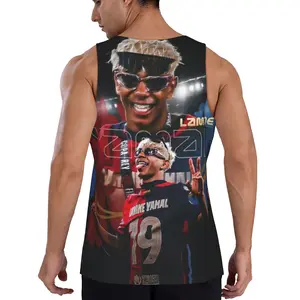 Barcelona Yamal Print Gym Tank | Comfortable, Stretchy & Stylish For Athletes  Barcelona Football Team Lamine Yamal Print Muscle Shirt Summer Vest
