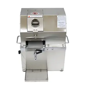 Yokoma Sugarcane Press Electric Sugar Cane Juice Machine with 3 Rollers Stainless Steel 110V for Commercial Use