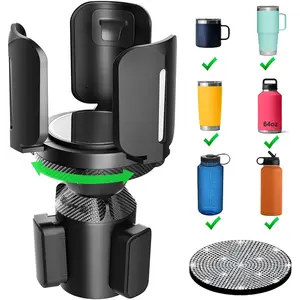 Upgraded 64oz Large Cup Holder Expander with Coaster for Car, Expandable Cup Holder Adapter with Adjustable Base, Universal Compatible with Yeti, Hydro Flasks, Owala, Other Big Bottles Mugs Drinks