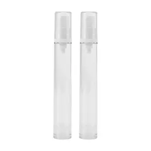 VOCOSTE 2pcs Airless Pump Bottles, Clear Airless Cosmetic Pump Bottles, 0.5 Oz 15ml Travel Pump Bottle Dispenser for Foundation