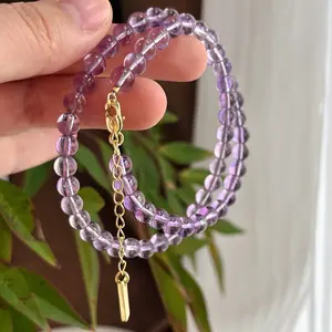 Retro Almost Glass High Quality Light Purple Violet Amethyst Clavicle Chain Necklace