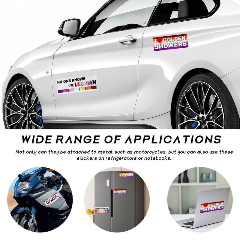 10 Pcs Bumper Decals Funny LGBT Stickers Rainbow Bumper Prank Car Stickers Colorful Car Accessories for Truck Vehicle Luggage Window Refrigerator