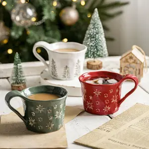 Ceramic Mug, 4 Counts/set Cute Coffee Cup, Tea Cup, Drinking Cup, Iced Coffee Cups for Home Office Use, Gift for Friend & Family, Drinkware