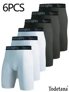 6 Packs Men's Compression Shorts & Anti-Chafing Underwear, Quick Dry Running Shorts, Full-Body Tight-Fit Sports Leggings for Basketball, Gym, Workout and Athletic Exercise Bottoms
