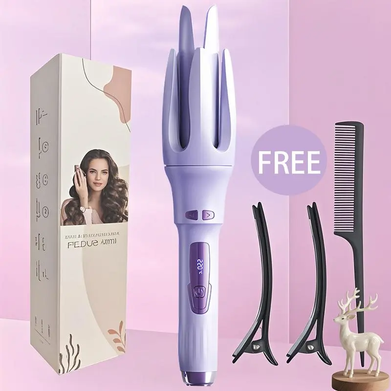 New Upgrade Automatic Curling Iron, Frizz-Free Smooth Shiny Hair, Anti-Scald-Tangle for Long Hair Auto Shut-Off Comfortable Hair Care Easy Operation Hair Styling Tool for Women