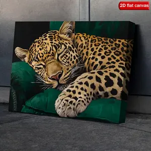 1pc Realistic Leopard Wall Art - Modern Animal Portrait with Solid Wood Frame & Wrapped Canvas, Wildlife Suitable for Living Room, Bedroom, Office Decor - Hanging Art, 2D Flat, Perfect for Room Decor